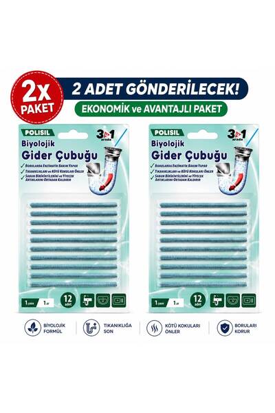 Polisil Biyolojik Gider Çubuğu 12'li 2x Paket