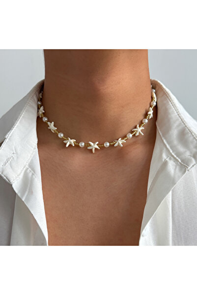 Choice White Color Ingemark Boho Starfish Imitation Pearl Choker Necklace for...