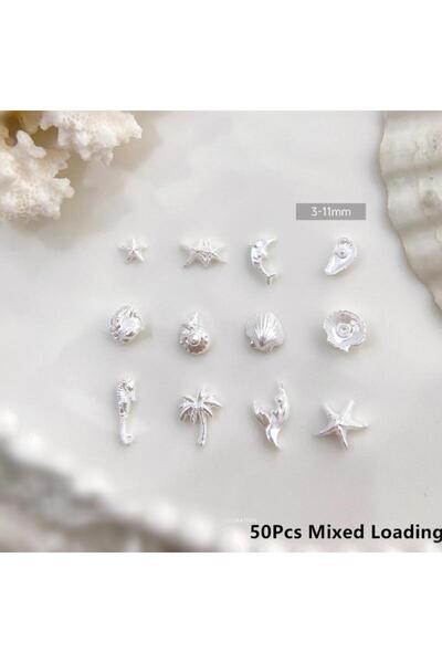 Choice1 White 50 PCS Ocean Series Glossy Colorful Shell Starfish Conch Fishta...