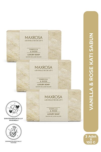 Maxrosa Vanilla & Rose Solid Soap 100 g X 3 Pieces