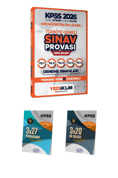 Yediiklim Yayınları KPSS Ortaöğretim Ön Lisans GY-GK Sınav Provası Deneme Sın...