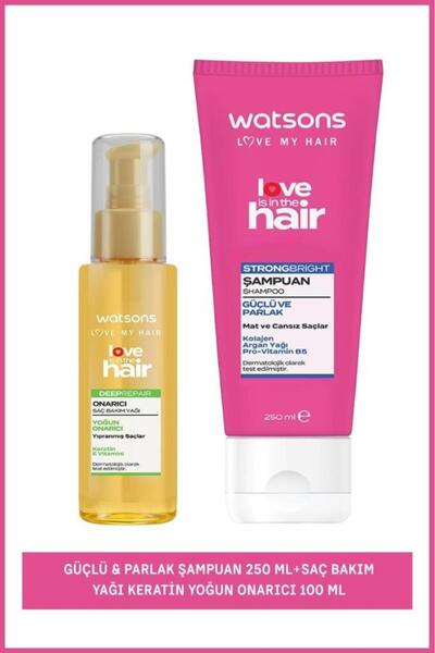 Watsons Liith Güçlü & Parlak Şampuan 250 ml+Saç Bakım Yağı Keratin Yoğun Onar...