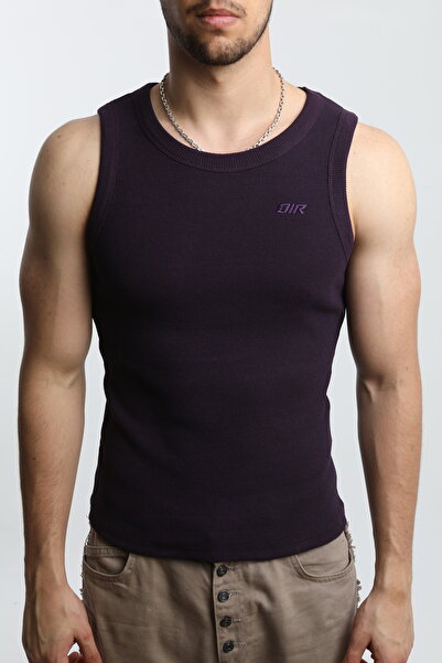 OİR Erkek Fitilli Mürdüm Rengi Tank Top No.1 Likralı Pamuk Kaşkorse Atlet