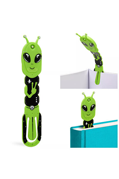 Thinking Gifts Lampa pentru citit si semn de carte Alien, flexibila, cu lumin...