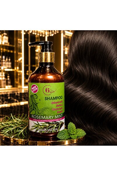6 Beauty Rosemary & Mint Shampoo 500ml for Strengthening Hair and Preventing ...