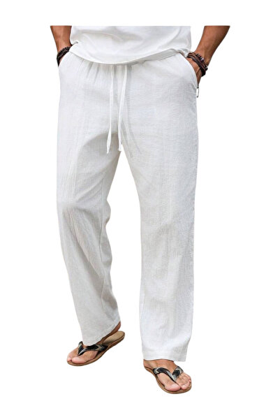 OEM Ανδρικό παντελόνι, casual, ίσια γραμμή, λευκό, μέγεθος L