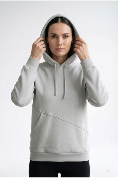 ELAFRO Women's Stone Hooded Sweatshirt with Side Pockets and 3-Thread Fleece ...
