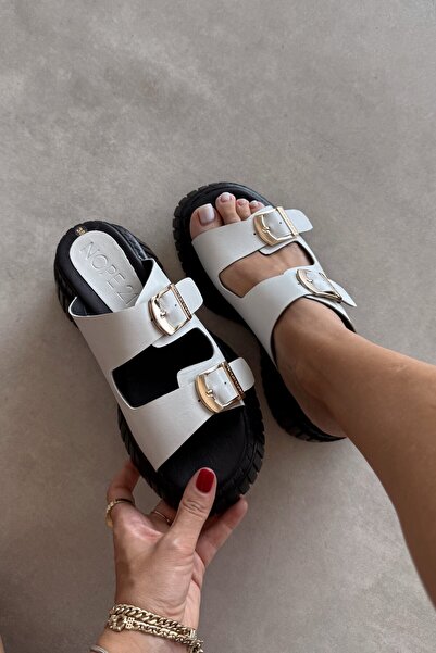 nope21shoess نعال جلد طبيعي باللون البيج مرة أخرى