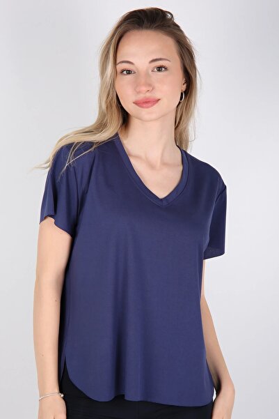 Veni Life Women's V-Neck Flowy Cotton T-Shirt with Side Slits