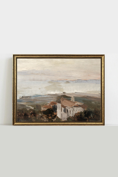HOME DEKORİSTA Πίνακας με vintage πλαίσιο χωρίς γυαλί, ζωγραφική τοπίων, καλλ...