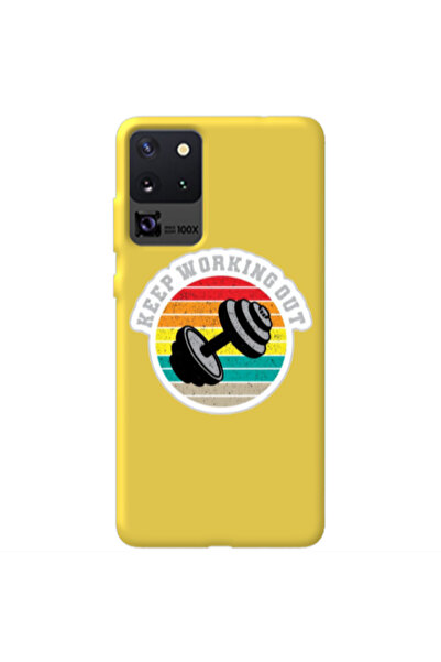 Other Samsung S20 Ultra Keep working out Yellow Colored Silicone TPU Θήκη