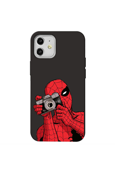 Other Apple iPhone 12 Spiderman take picture Black Colored Silicone TPU Θήκη