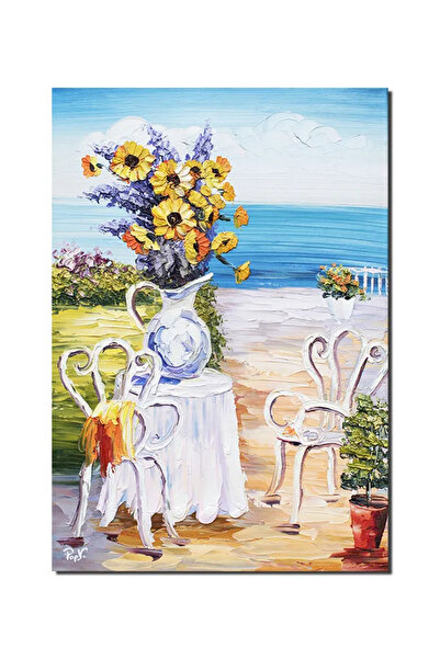 artnova Tablou cu floarea soarelui pictat manual, La malul marii, 60x40cm ule...