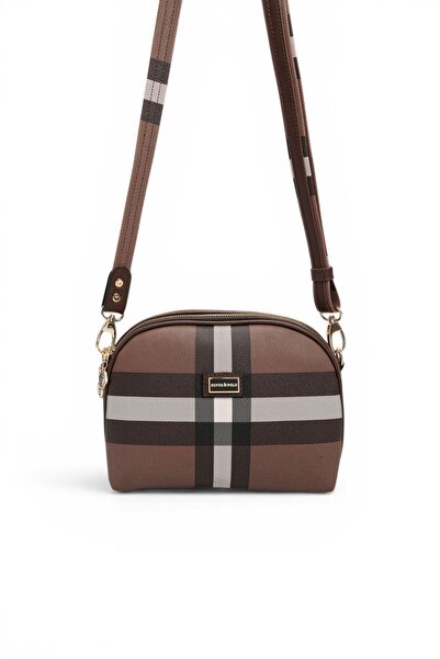 Silver Polo Dark Brown - Brown Plaid Women's Crossbody Bag Sp765