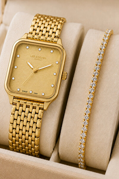 Lee Cooper Color Steel Cord & Case Women's Wristwatch with Bracelet Gift Gold...