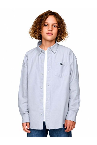 GAP Kids Gap boys' long sleeve oxford shirt blue