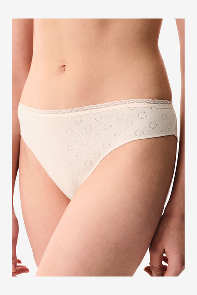 Penti Women Pointel Slip Cream/Pink Briefs