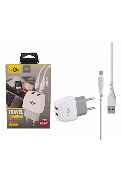 klgo Φορτιστής με 2 θύρες USB-A και καλώδιο USB-C Λευκό (KC-8T)
