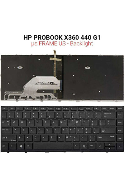 OEM Πληκτρολόγιο HP ProBook x360 440 G1 Πλαίσιο US + Οπίσθιος φωτισμός K130-a