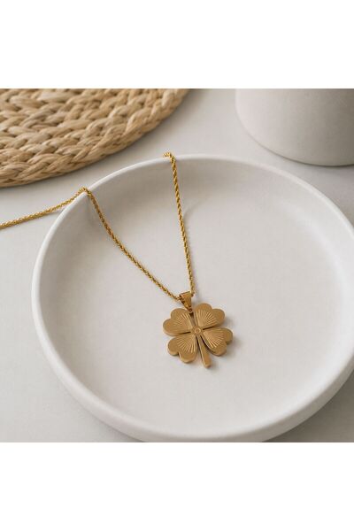BIJUTERI Kly-1048 |   Clover Motif Thick Chain Necklace |   Eos Collective