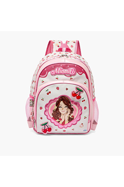 minmie Cherry Print Backpack for Girls 5-8 Years with Adjustable Shoulder Str...
