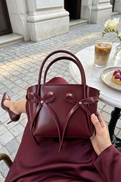 Shanta Bordo D72 Şık Fiyonk Detaylı Fermuarlı Geniş İç Hacimli Günlük Kullanı...