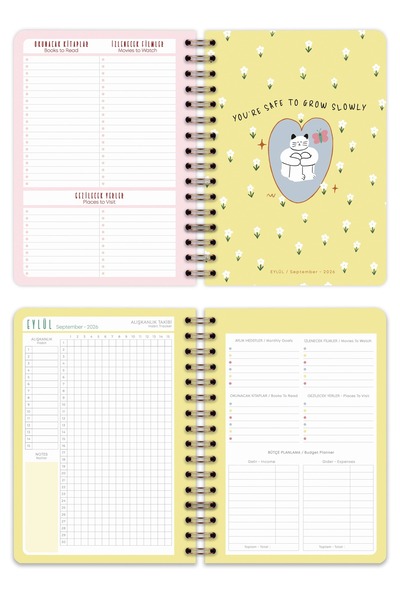 Matt Notebook 2026-2027 A5 Akademik Ajanda Spiralli 15x21 cm - 16 Aylık - Motivasyon Sayfalı Manzara