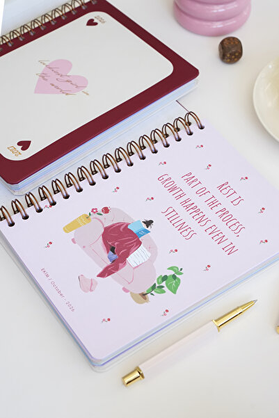 Matt Notebook 2026-2027 A5 Akademik Ajanda Spiralli 15x21 cm - 16 Aylık - Motivasyon Sayfalı Kalp