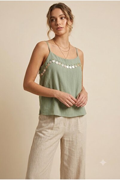 centilmen Unique Natural Stone Embellished Strap Blouse 267015