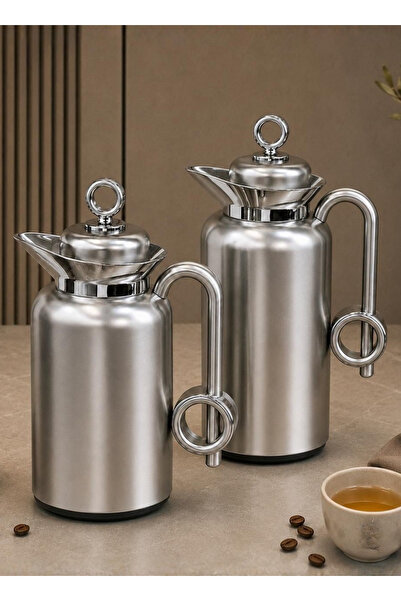 LALOZA Trumis 2-Piece Set for Tea and Coffee, Stainless Steel Exterior, 1 Lit...