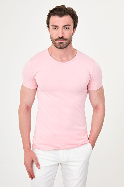 Mcr Plain Super Slim Fit Crew Neck Basic Men's T-Shirt Pink - 36362.17Y