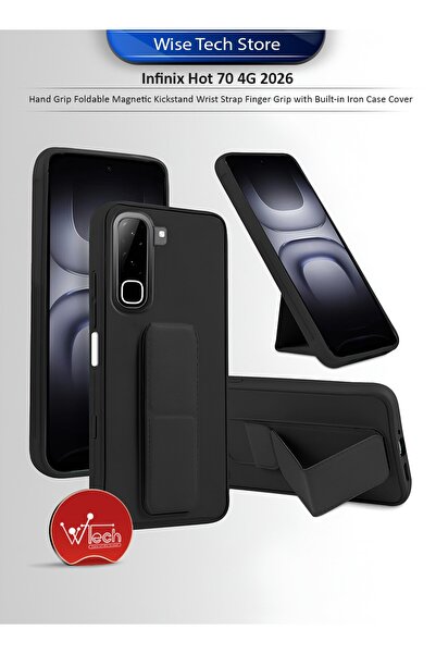 Wtech Infinix Hot 70 4G 2026 Hand Grip Foldable Magnetic Kickstand Wrist Stra...