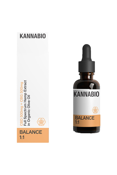 KANNABIO Ισορροπημένο Έλαιο Πλήρους Φάσματος CBD/CBG 1:1 10ml (500mg/500mg)