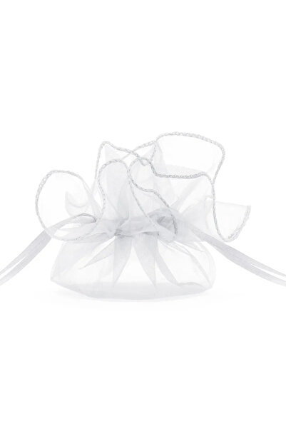 Partydeco Pungă albă din organza 25 cm set de 10 WRG6-008-10