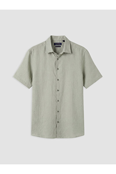 LC Waikiki Green Regular Fit 100% Linen Men's Shirt