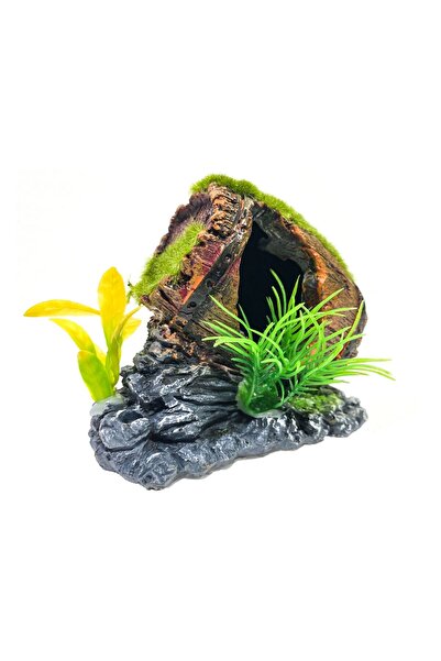 Classica Ornament butoi pentru acvariu cu moss si plante artificiale