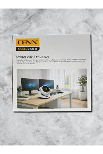 Denx مروحة مكتبية دوارة DX2645 - قوة 30 واط، 3 إعدادات للسرعة، قطر شفرة 16 سم، اهتزاز ثلاثي الأبعاد.