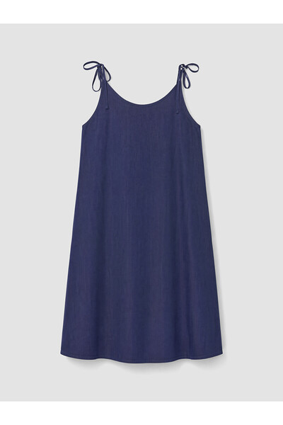 LC Waikiki Nevavm A-Line Jean Dress with Drawstring and Strap Detail