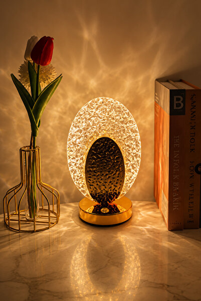 Neovista Oval Kristal LED Masa Lambası 3 Renk Işıklı Dekoratif Aydınlatma