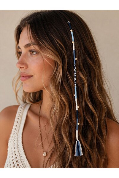 yes ticaret Handmade Bohemian Hair Clip – Yarn Wrapped Hair Accessory - 60 cm