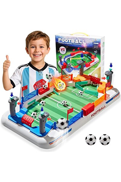 TOYFEST Mini Masaüstü Langırt Oyunu 4 Kollu Futbol Oyunu Çocuk Aile Eğlence O...