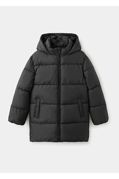 MANGO Kids Kapüşonlu uzun kapitone anorak