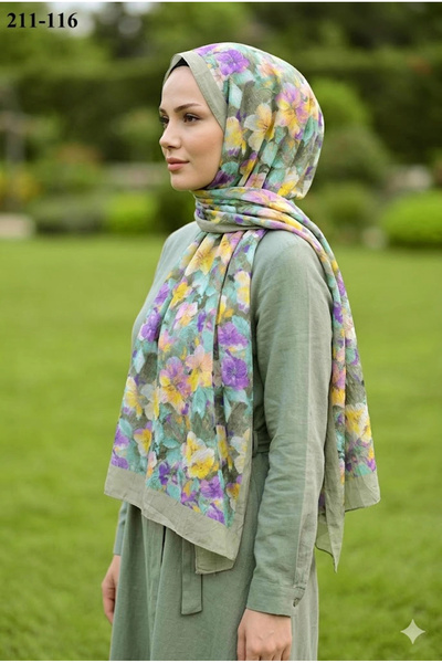 Sharell Bambu Kraş Pamuk Şal (Yeşil) 211-116