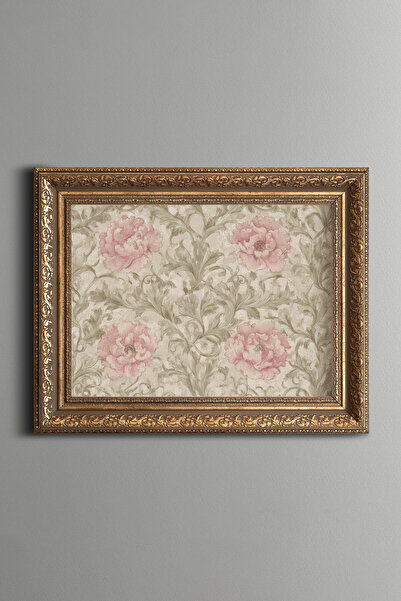 epiqart Pink Floral Motif - Vintage Patterned Painting - Thick Model