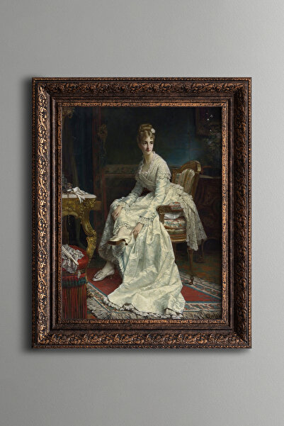 epiqart Elegant Woman Sitting in a Classic Salon - Vintage Patterned Painting...
