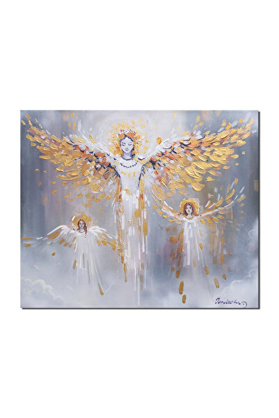artnova Ръчно рисувана картина на златен ангел, 60x50см акрил върху платно, М...