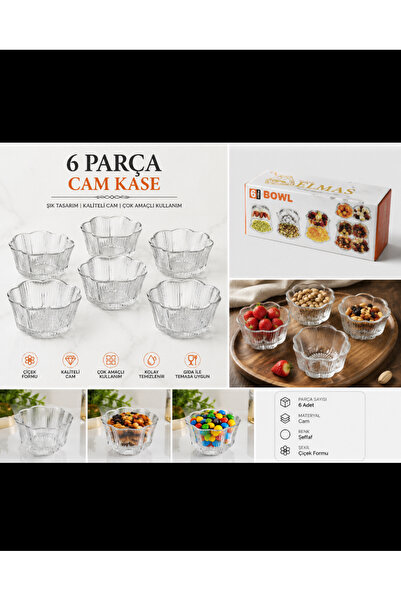 6 parça cam kase / bowl / cam kase