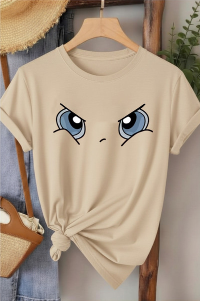 l'eivor Anime Eye Print Women's Cotton T-Shirt
