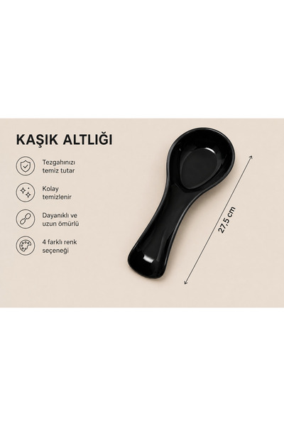 Genel Markalar Kaşık Altlığı 27,5 cm | Isıya Dayanıklı | Tezgâh Koruyucu Kaşı...