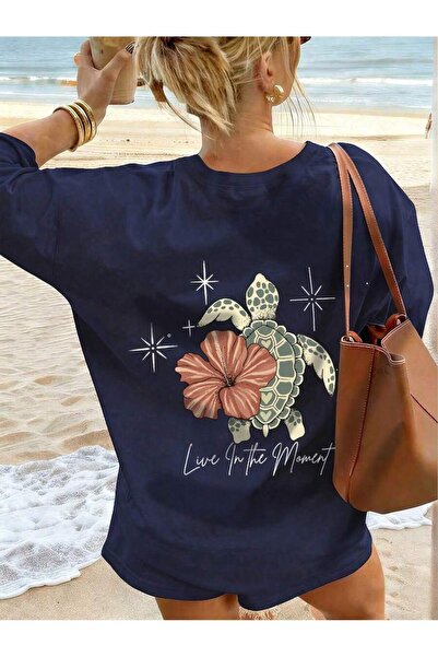 DASH WEAR Unisex Men/Women Summer Turtle Custom Printed Oversize Cotton Crew ...